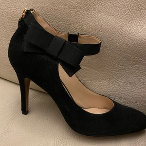 Nine West Black Suede Bow Ankle Heel- Size 6M